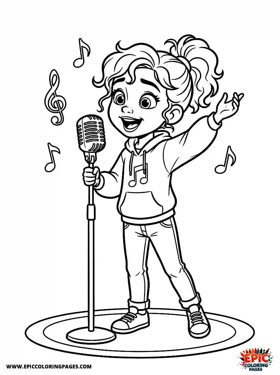 2D Disney Style Girl simple 2d disney style girl singing with microphone during music practice