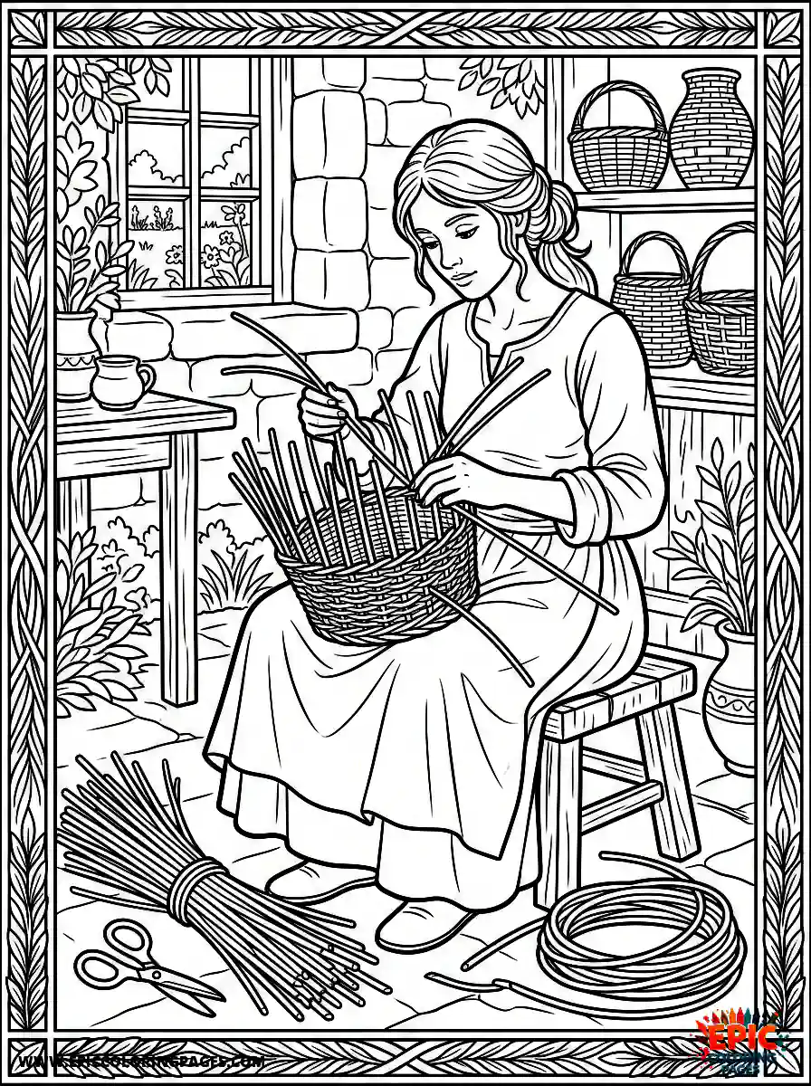 Simple Girl simple girl weaving basket from reeds