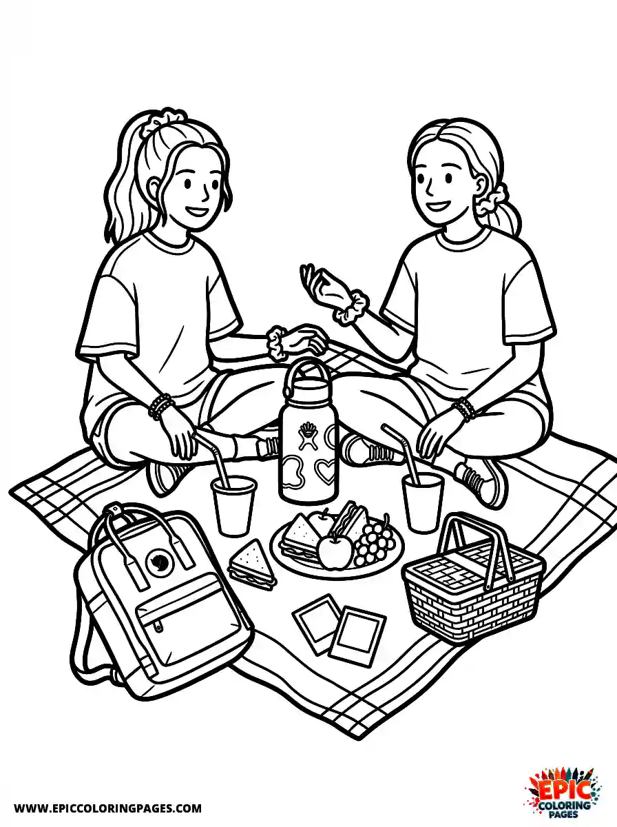 VSCO Girl vsco girl having picnic lunch at park