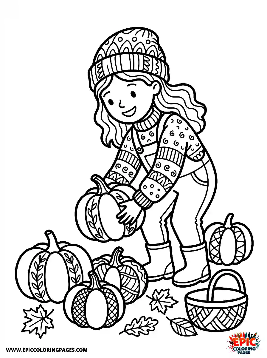 Zentangle Girl zentangle girl picking pumpkins at fall patch