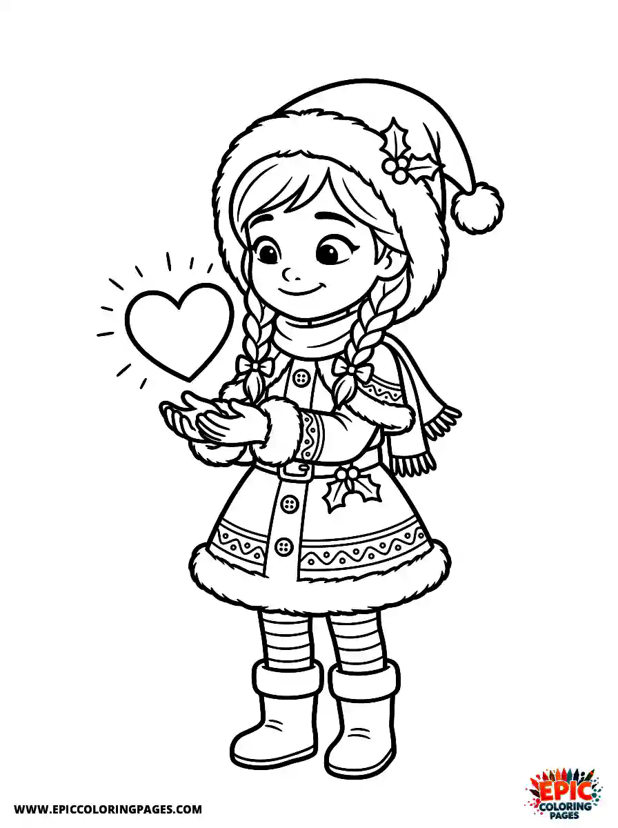 Christmas Girl Adorable Christmas girl 3d disney style holding a floating heart