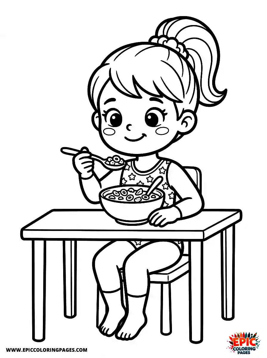 Gymnast Girl Adorable gymnast girl adorable style eating cereal from a bowl with a spoon