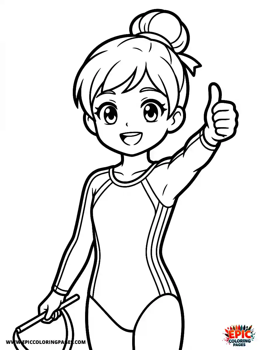 Gymnast Girl Adorable gymnast girl anime style giving a thumbs up sign
