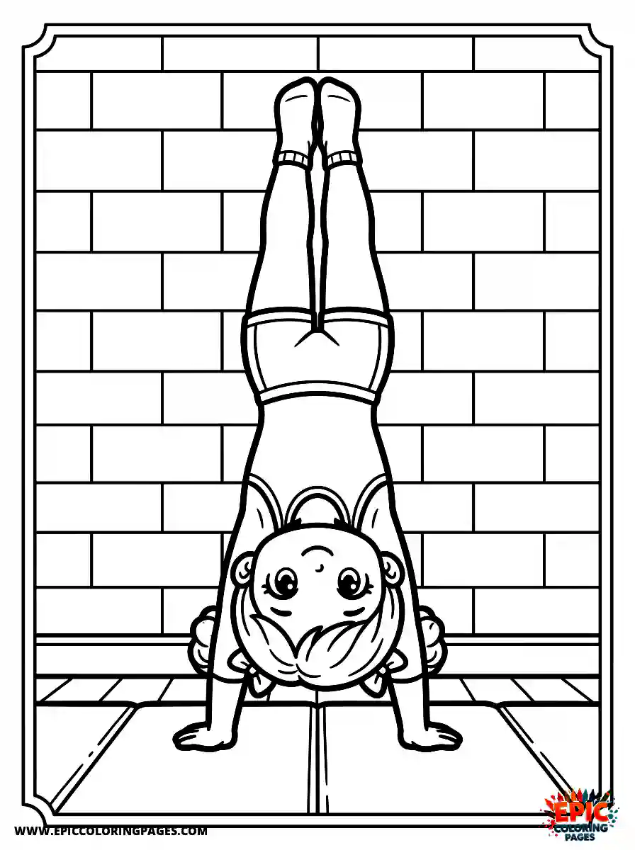 Gymnast Girl Adorable gymnast girl chibi style doing a wall handstand