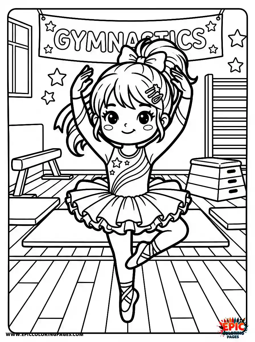 Gymnast Girl Adorable gymnast girl chibi style doing ballet wearing a tutu