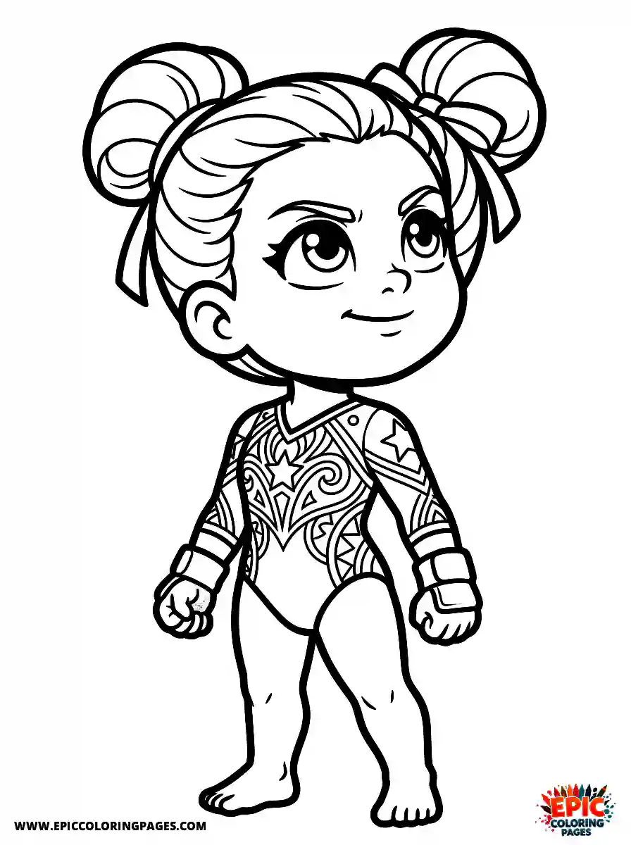 Gymnast Girl Adorable gymnast girl chibi style looking upwards with determination
