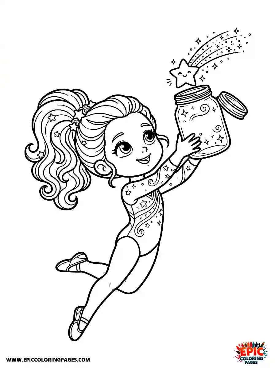 Gymnast Girl Adorable gymnast girl cute style catching a shooting star in a jar