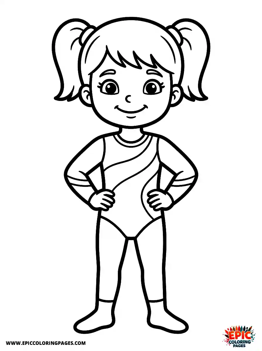 Gymnast Girl Adorable gymnast girl cute style holding hands on hips confidently