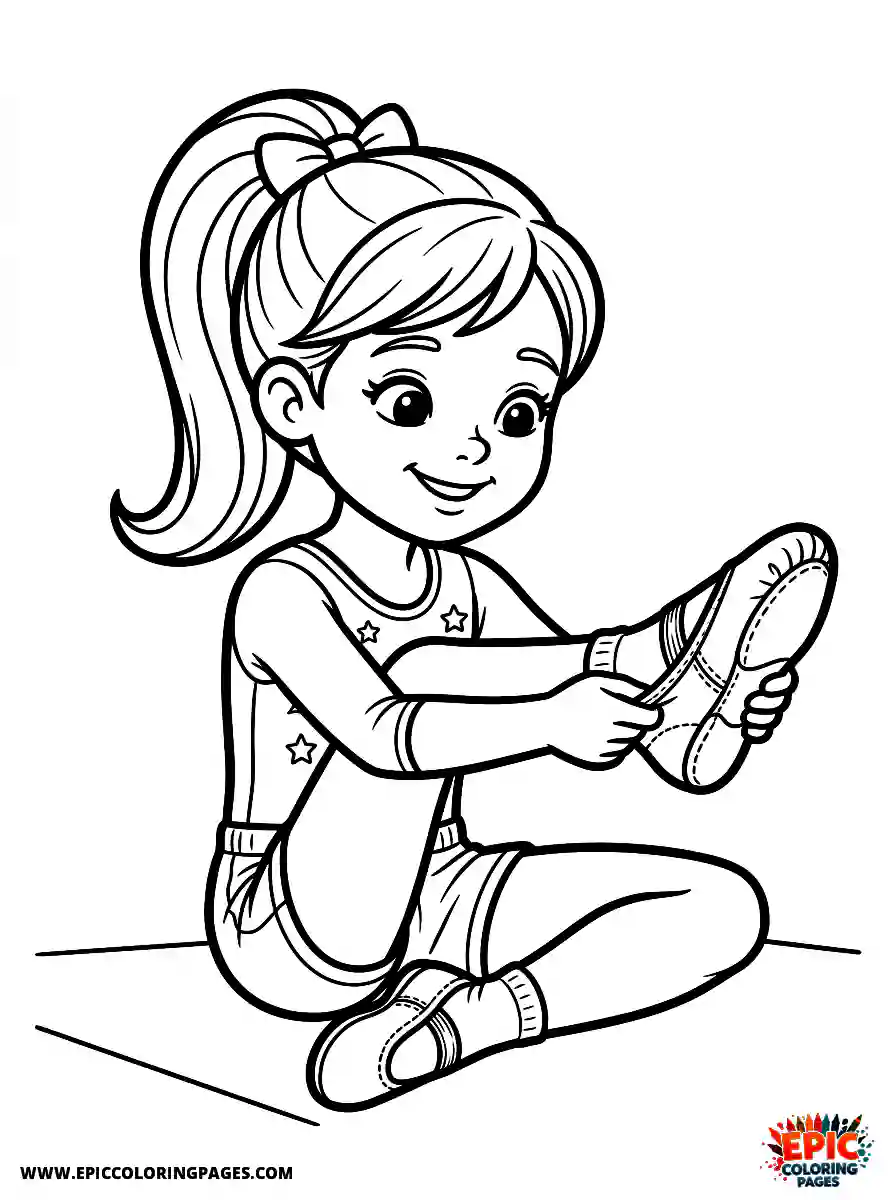 Gymnast Girl Adorable gymnast girl cute style putting on soft gymnastics shoes