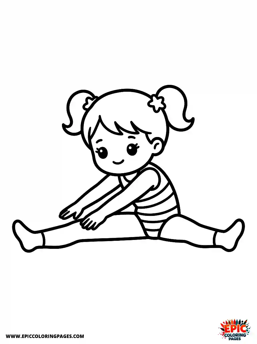 Gymnast Girl Adorable gymnast girl kawaii style sitting in a straddle split stretching forward