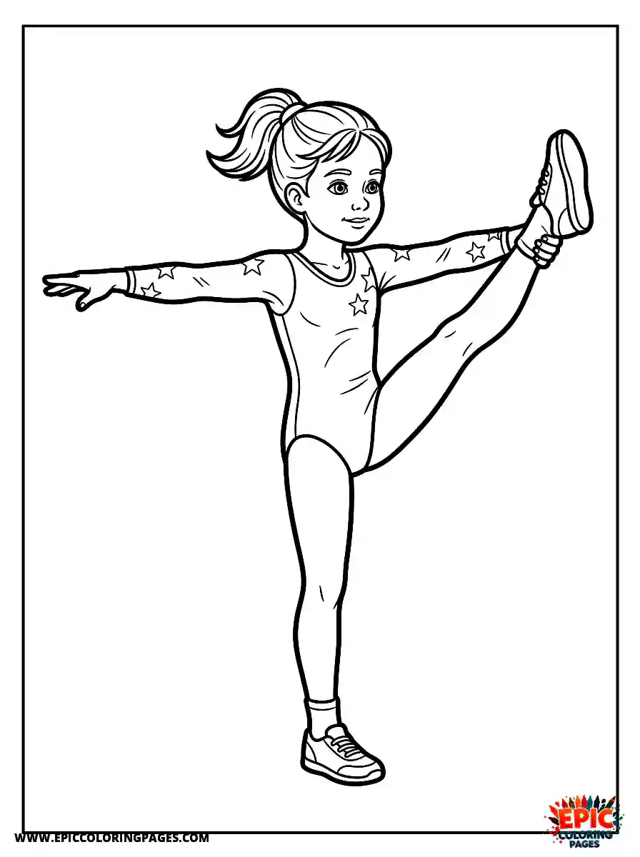 Gymnast Girl Adorable gymnast girl realistic balancing on one leg holding the other up