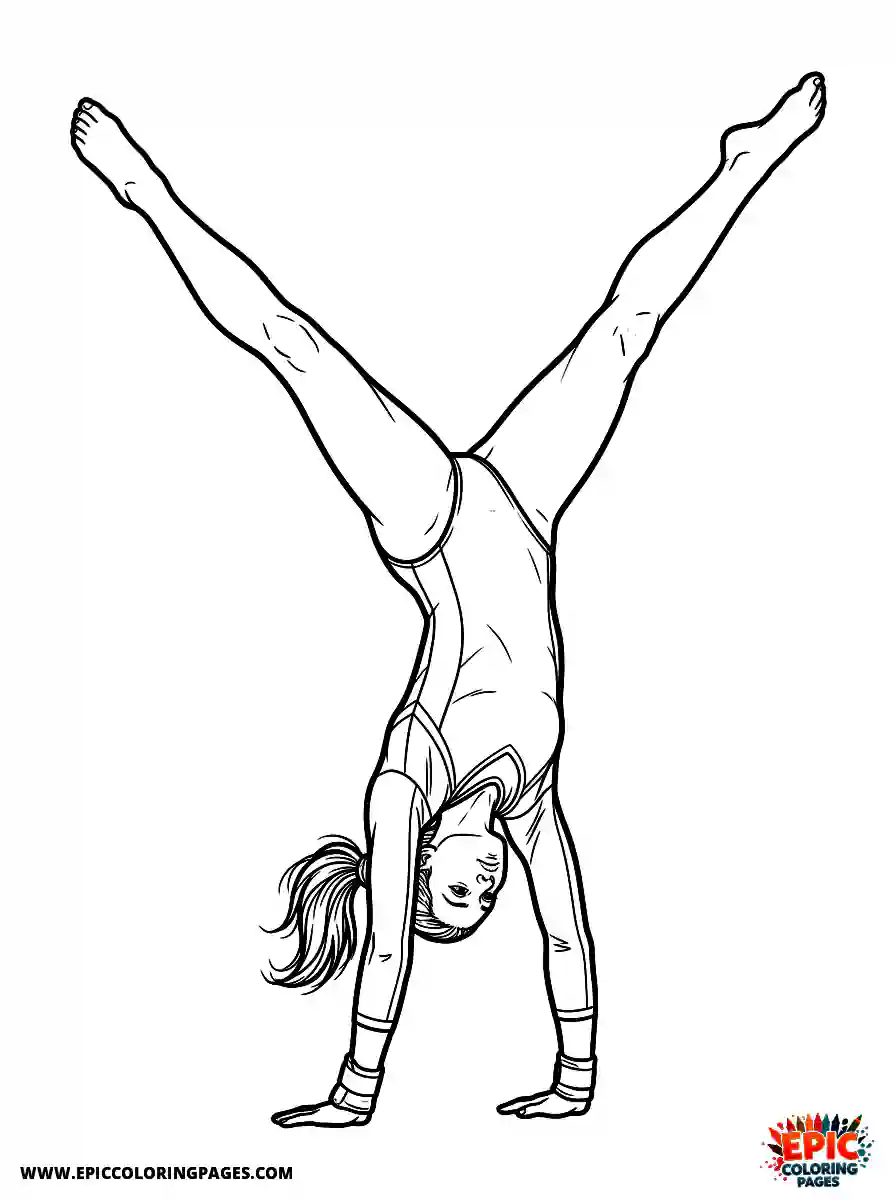 Gymnast Girl Adorable gymnast girl realistic doing a cartwheel with perfectly straight legs