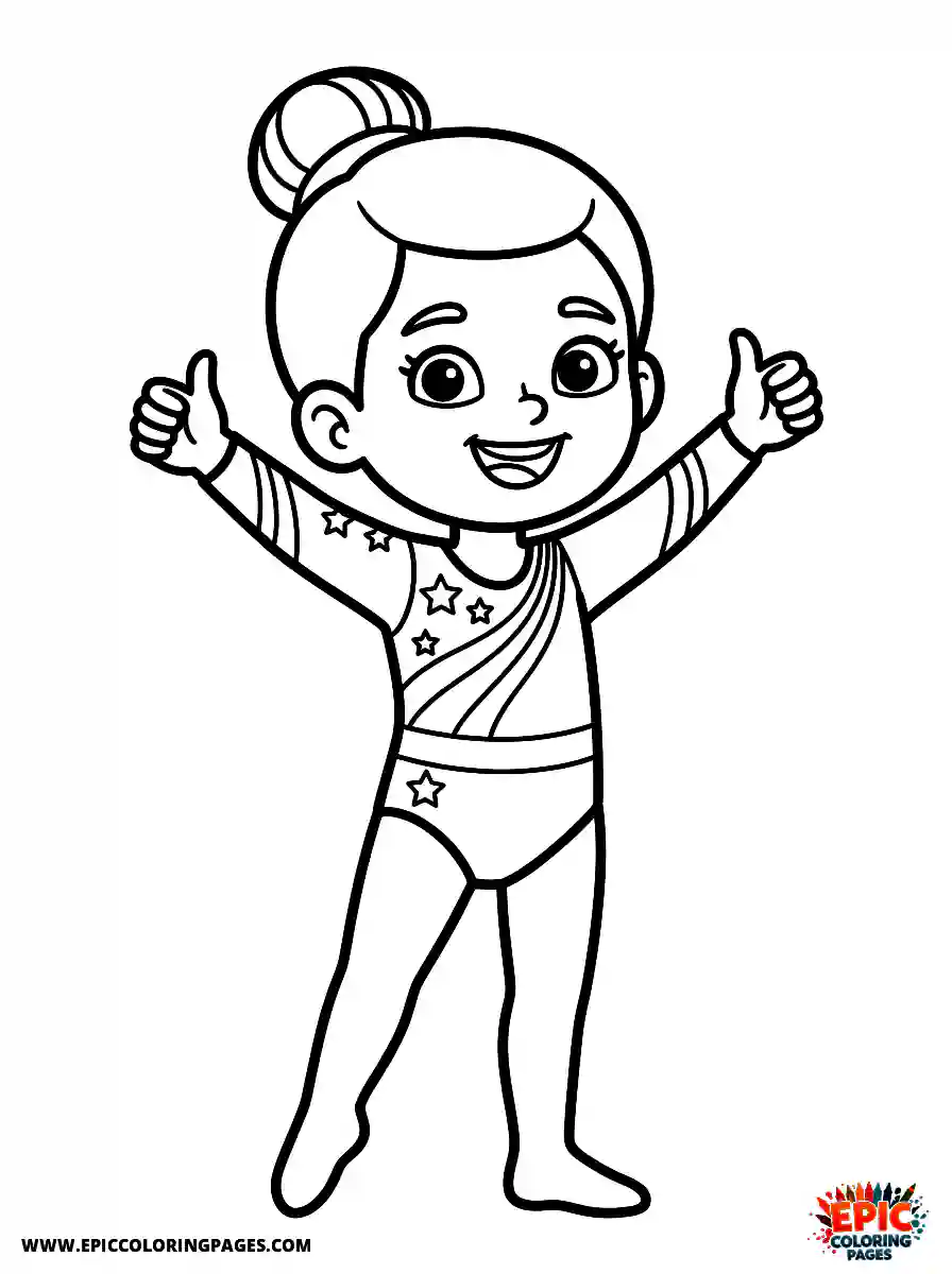 Gymnast Girl Adorable gymnast girl realistic giving a thumbs up after a successful landing