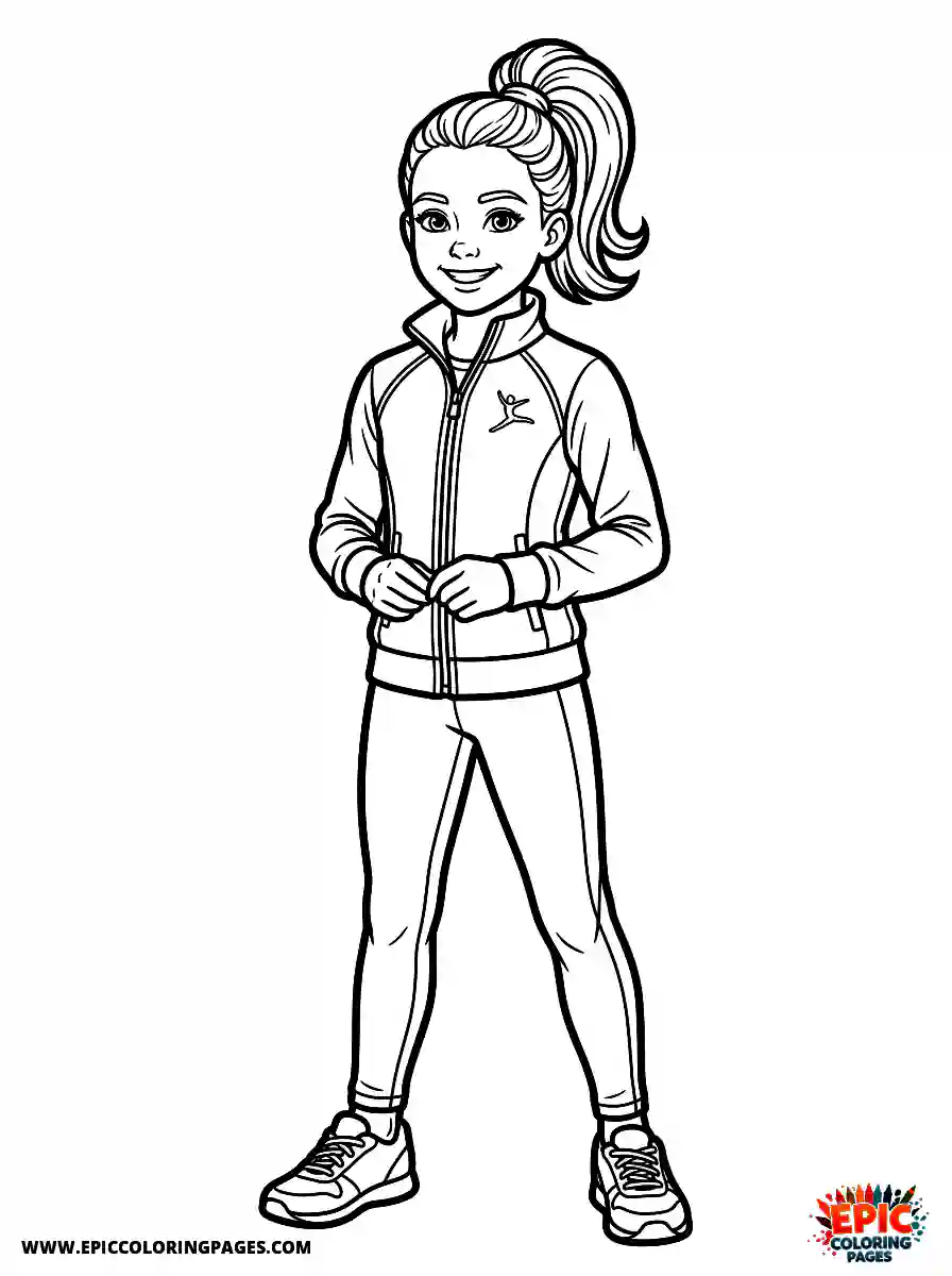 Gymnast Girl Adorable gymnast girl realistic standing tall in a warm up jacket