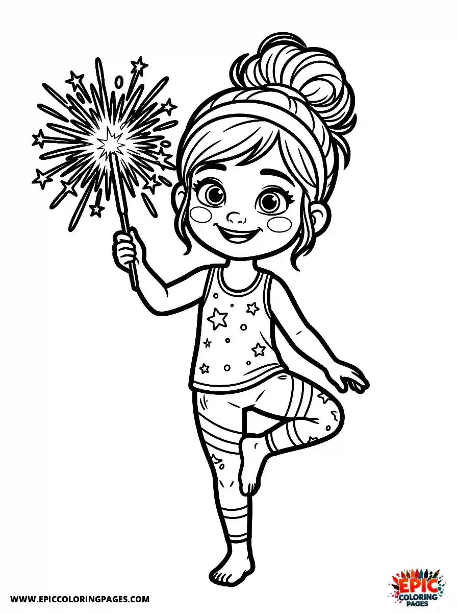 Yoga Girl Adorable yoga girl 3d disney style holding a sparkler