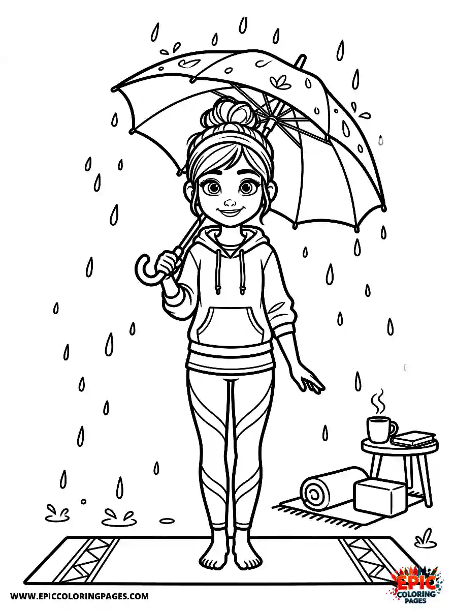 Yoga Girl Adorable yoga girl 3d disney style holding an umbrella