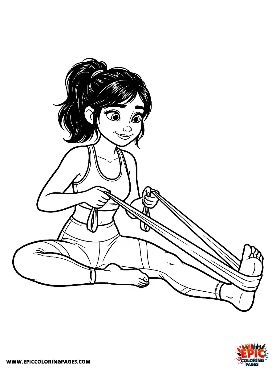 Yoga Girl Adorable yoga girl 3d disney style stretching with a resistance band