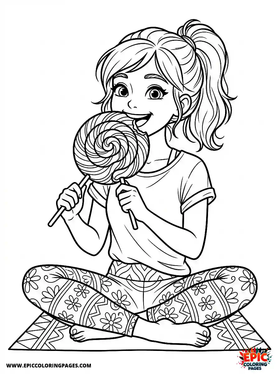 Yoga Girl Adorable yoga girl adorable style eating a giant lollipop