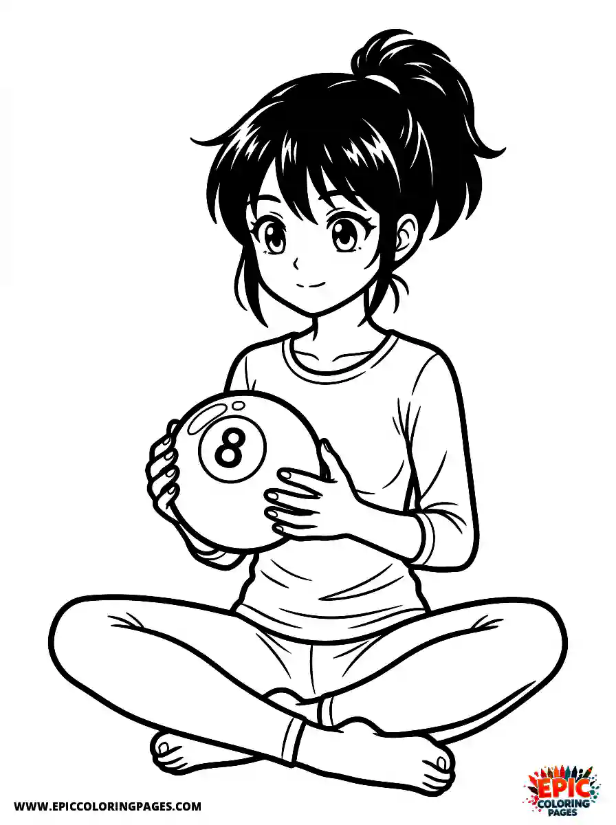 Yoga Girl Adorable yoga girl anime style holding a magic 8 ball
