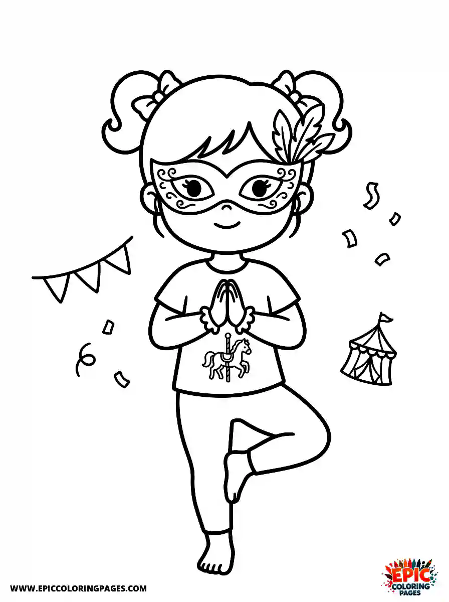 Yoga Girl Adorable yoga girl chibi style wearing a masquerade mask
