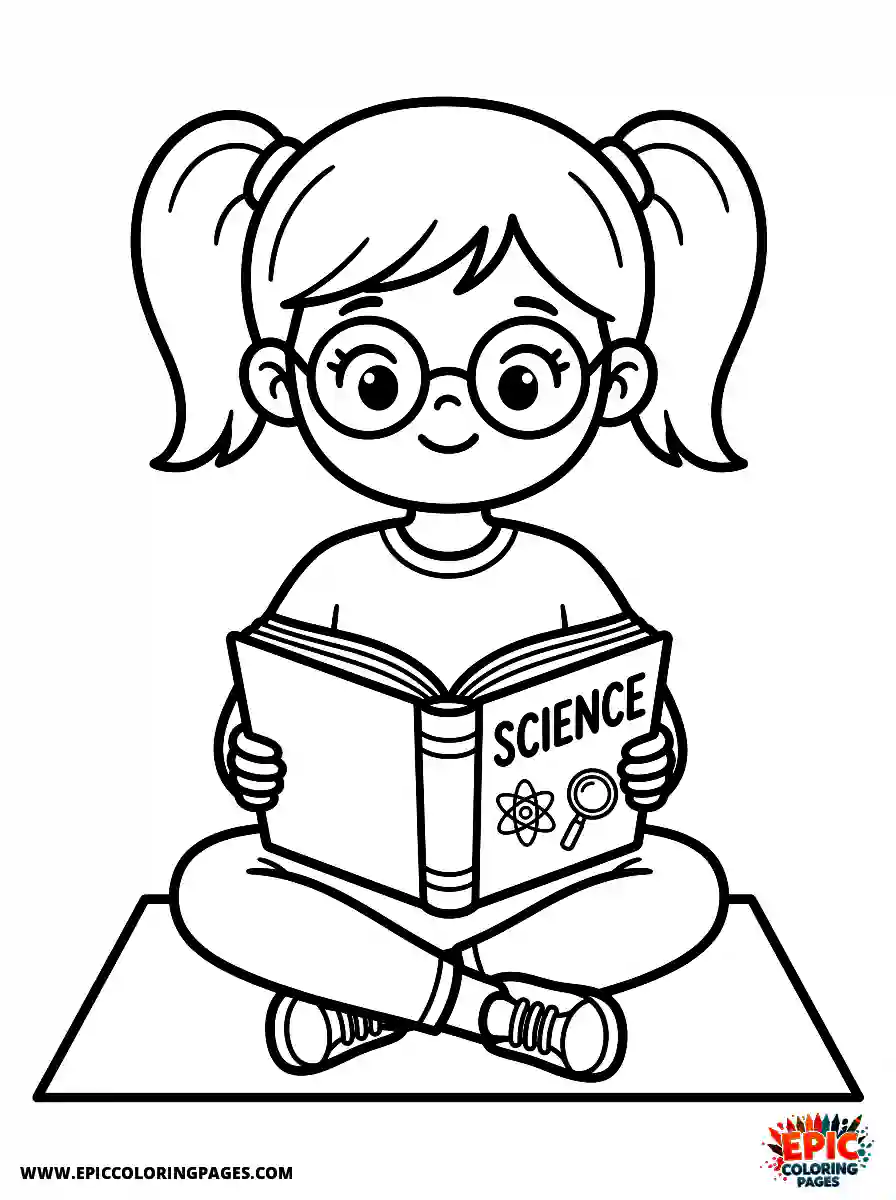 Yoga Girl Adorable yoga girl cute style reading a science book wearing glasses
