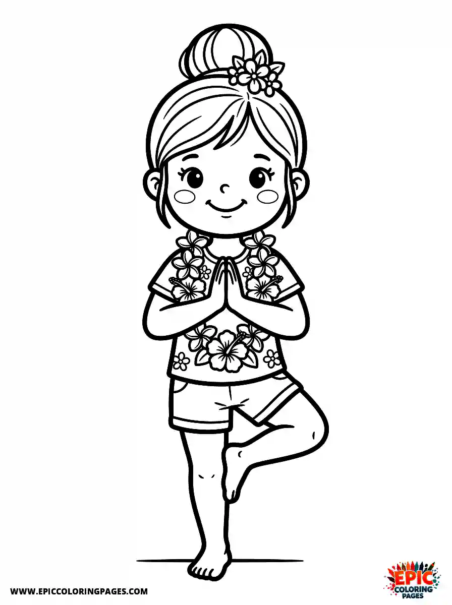 Yoga Girl Adorable yoga girl cute style wearing a flower lei