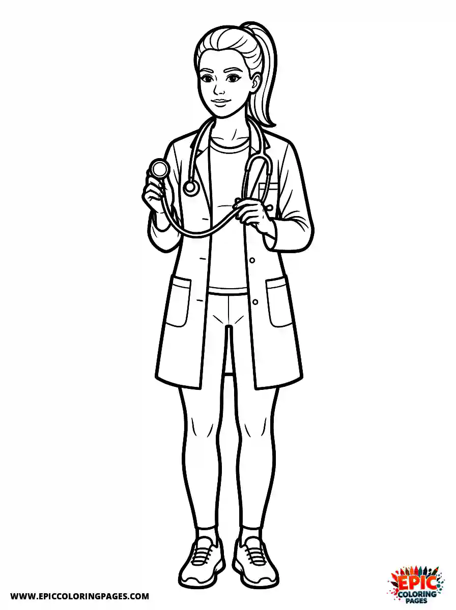 Yoga Girl Adorable yoga girl realistic holding a stethoscope wearing a lab coat