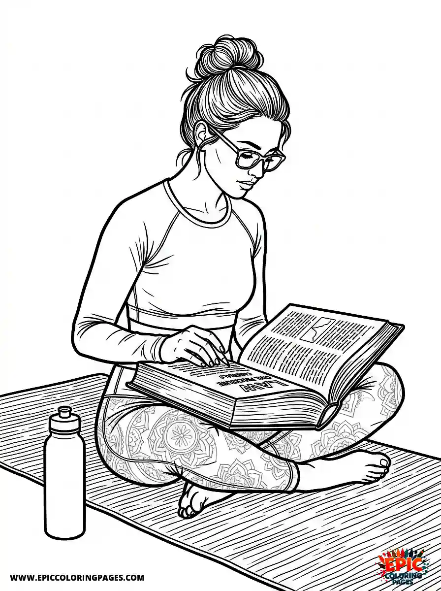 Yoga Girl Adorable yoga girl realistic reading a large law book