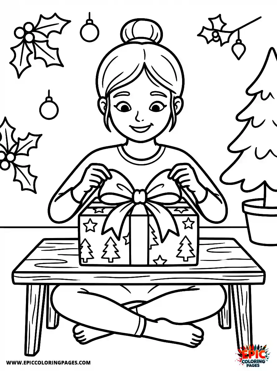 Yoga Girl Adorable yoga girl style wrapping a gift with a bow