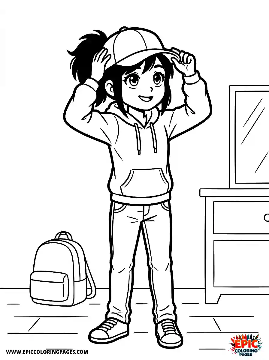 American Girl American girl anime style putting on hat
