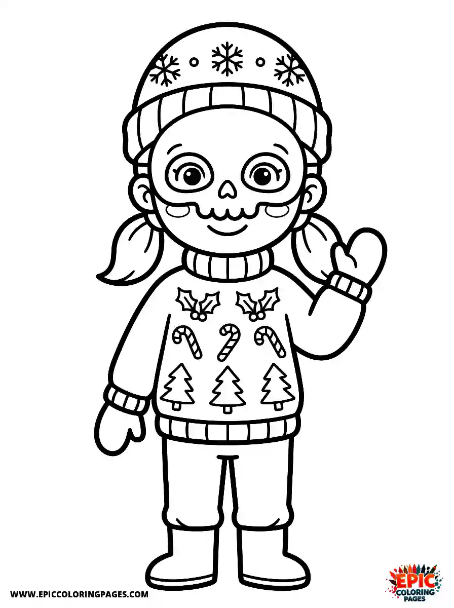 American Girl American girl cartoon style wearing skull mask