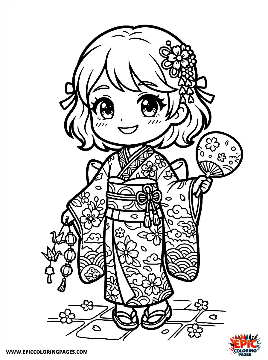 American Girl American girl chibi style wearing a kimono