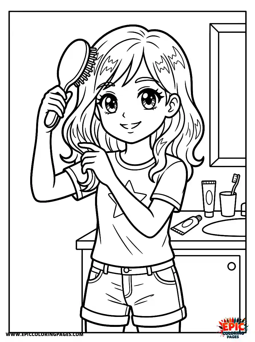 American Girl American girl manga style brushing hair