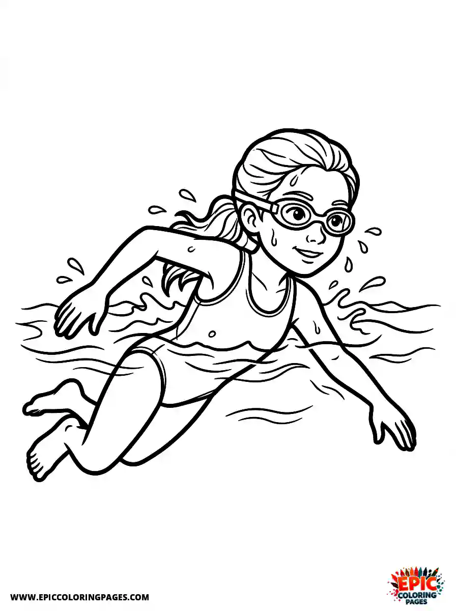 American Girl American girl realistic swimming with goggles