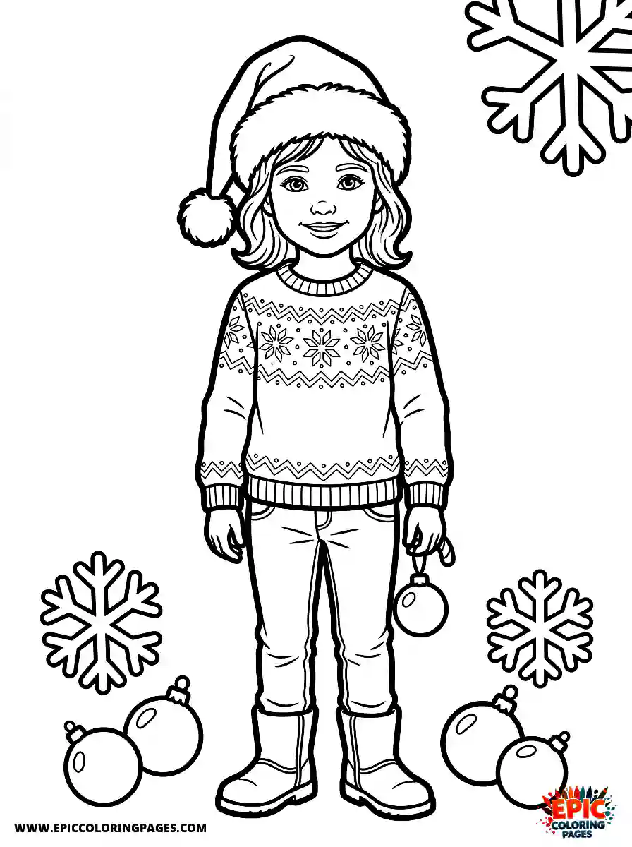 American Girl American girl realistic wearing santa hat