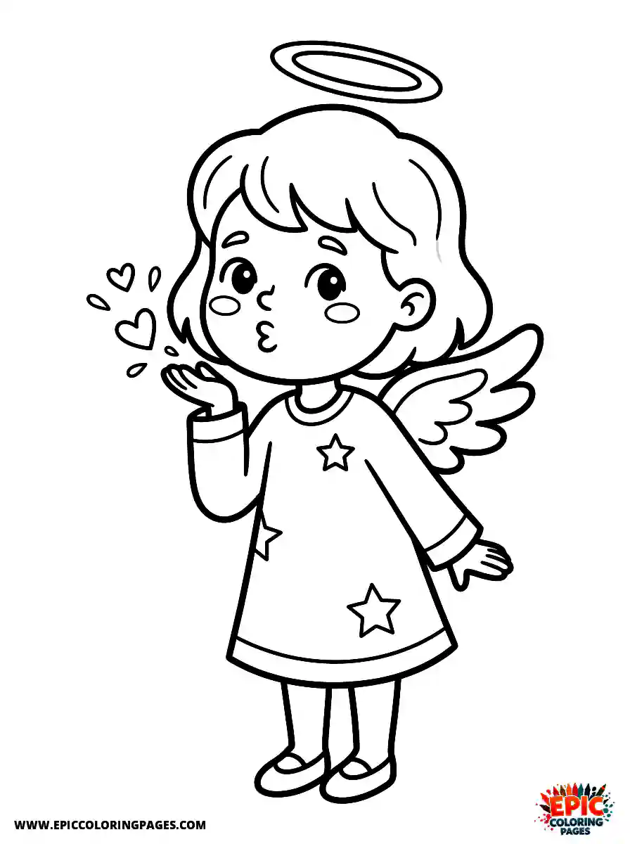 Angel Girl Angel girl cartoon style gently blowing a sweet kiss