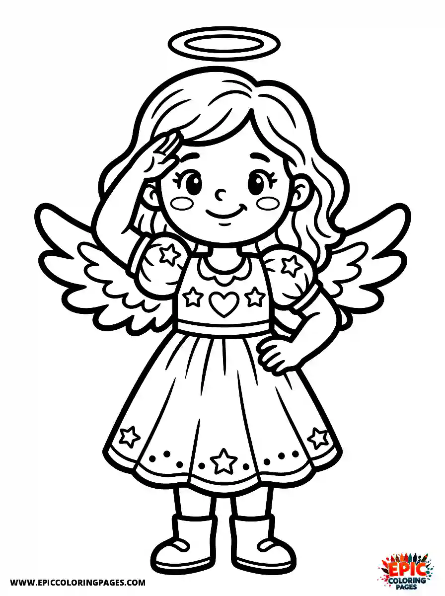 Angel Girl Angel girl cartoon style playfully saluting with one hand