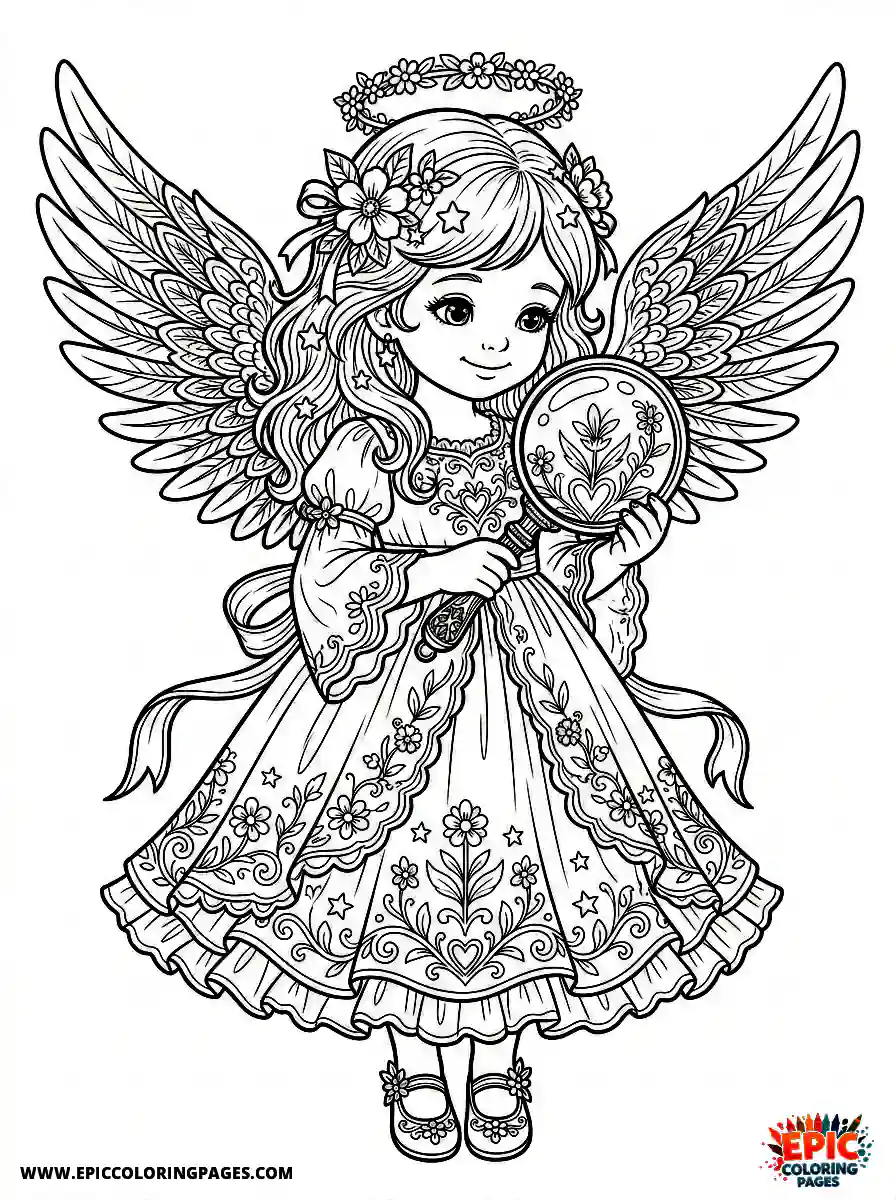 Angel Girl Angel girl holding a classic magnifying glass