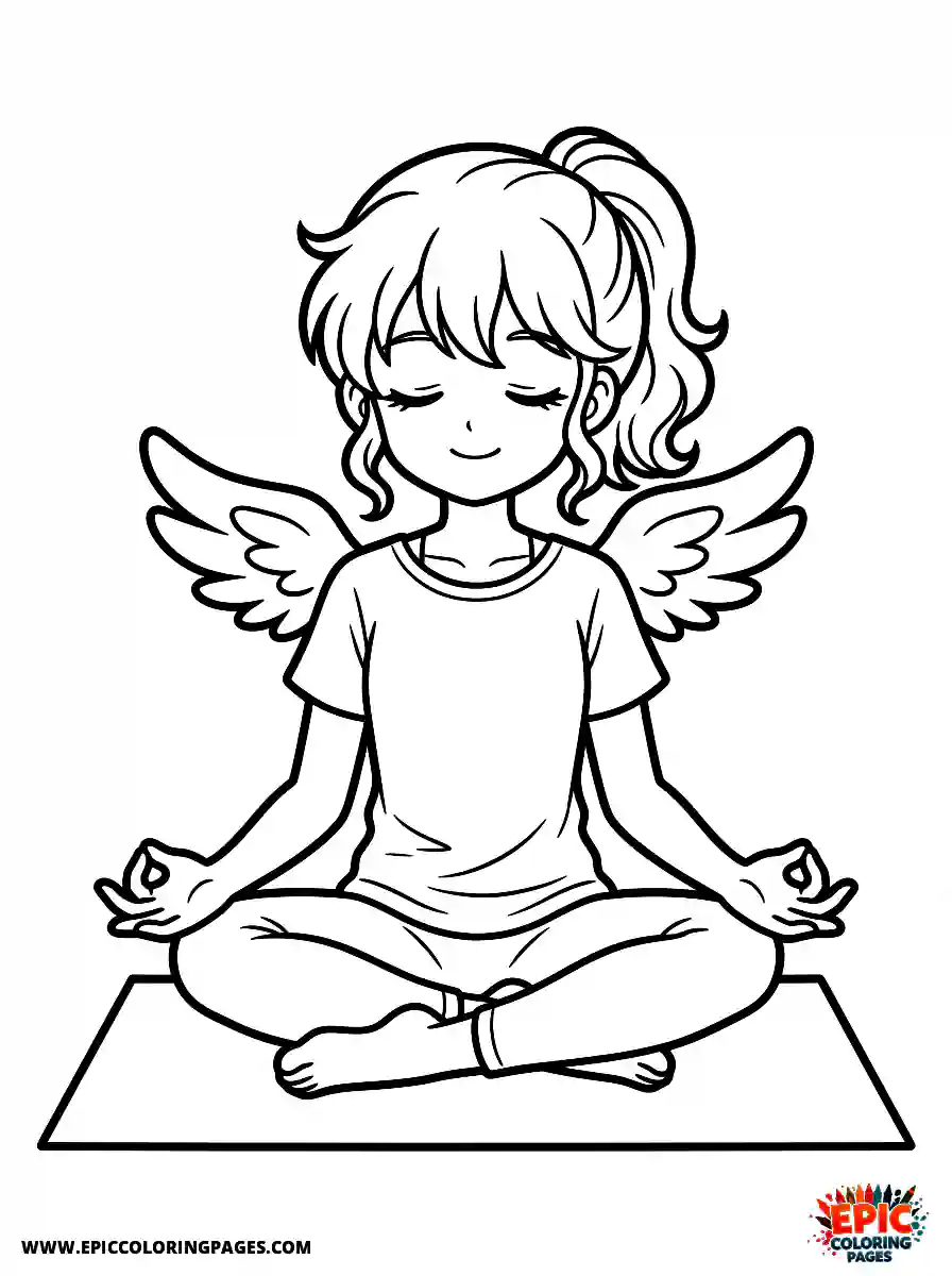 Angel Girl Angel girl manga style doing a calm yoga pose