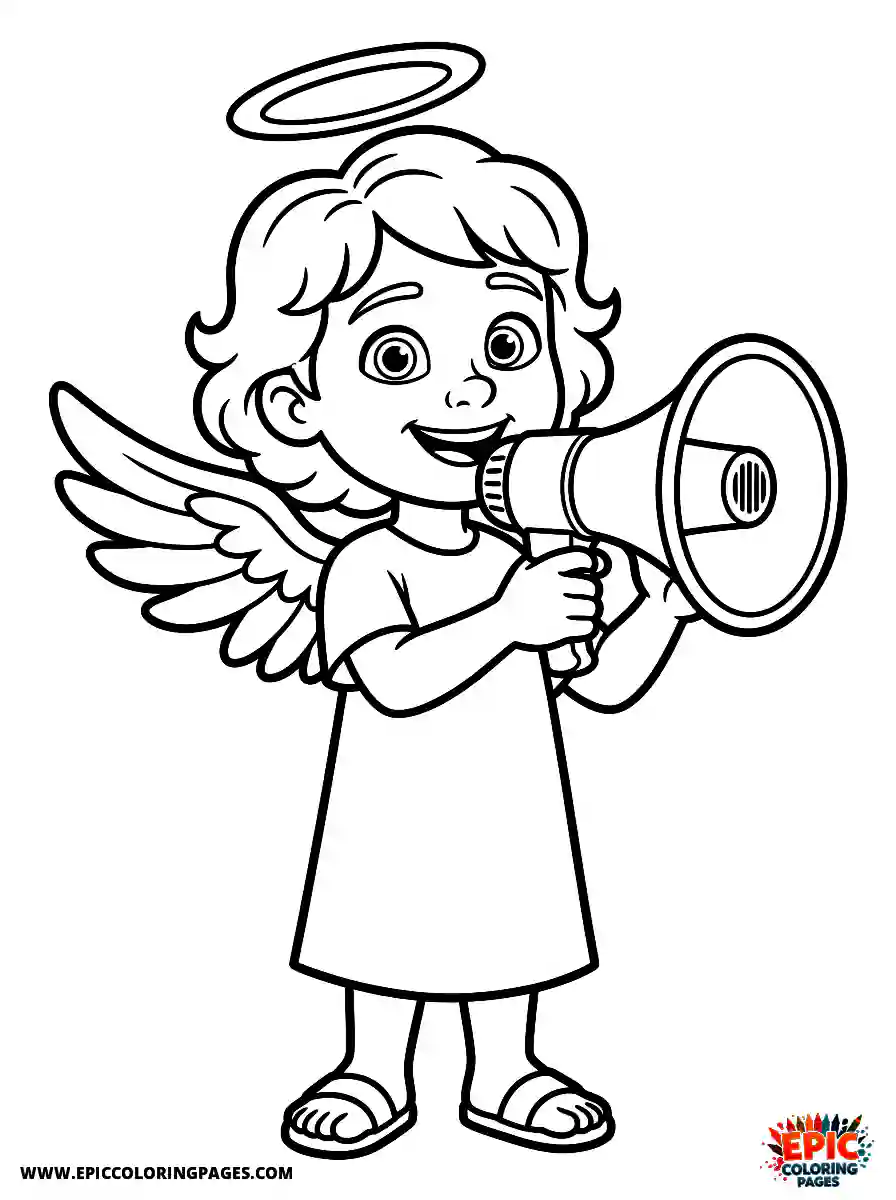 Angel Girl Angel girl pixar style holding a loud plastic megaphone