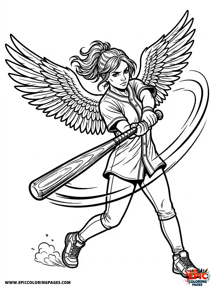 Angel Girl Angel girl realistic strongly swinging a heavy baseball bat