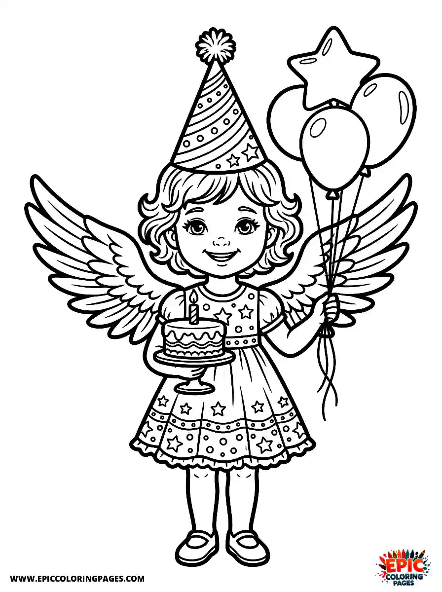 Angel Girl Angel girl realistic wearing a colorful cone party hat