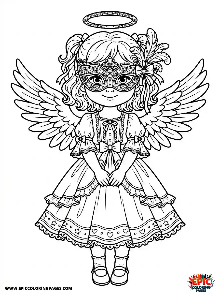 Angel Girl Angel girl wearing an elegant masquerade eye mask