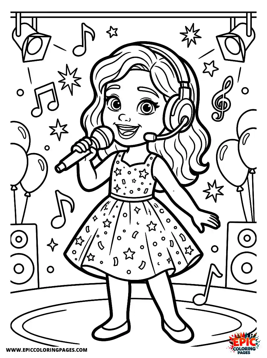 Birthday Girl Birthday girl 3d disney style girl singing into microphone sparkle dress and headset