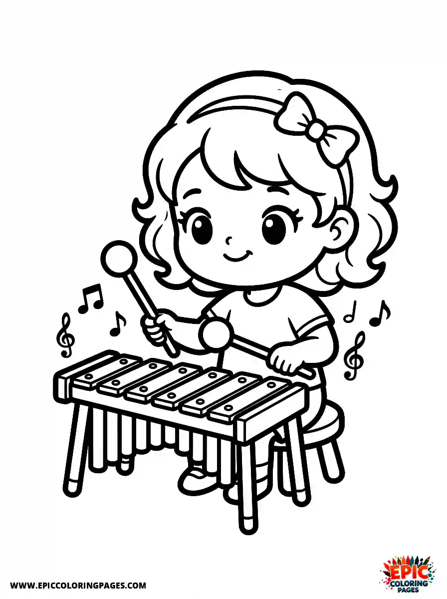 Birthday Girl Birthday girl chibi style girl playing xylophone happy face with colorful mallets