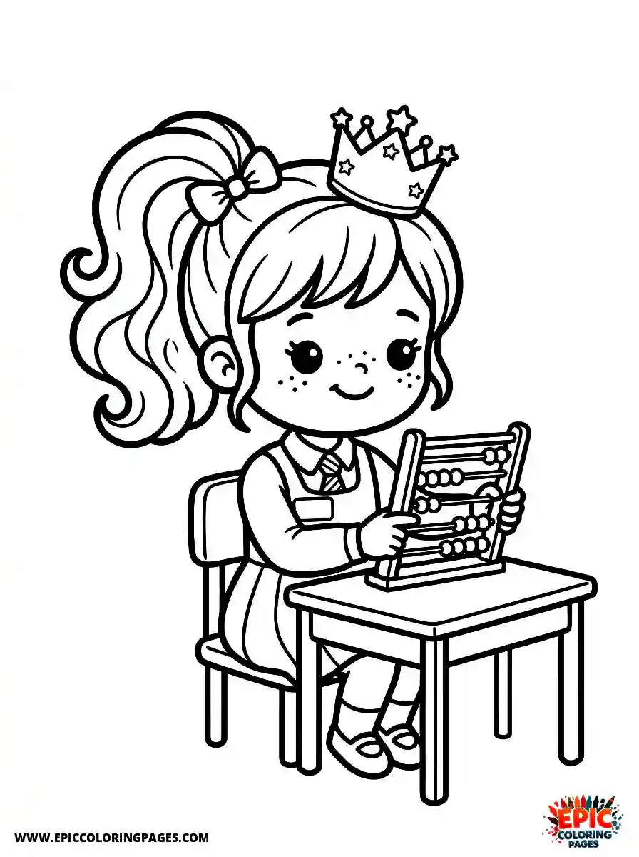 Birthday Girl Birthday girl kawaii style girl counting with abacus freckles and ponytail