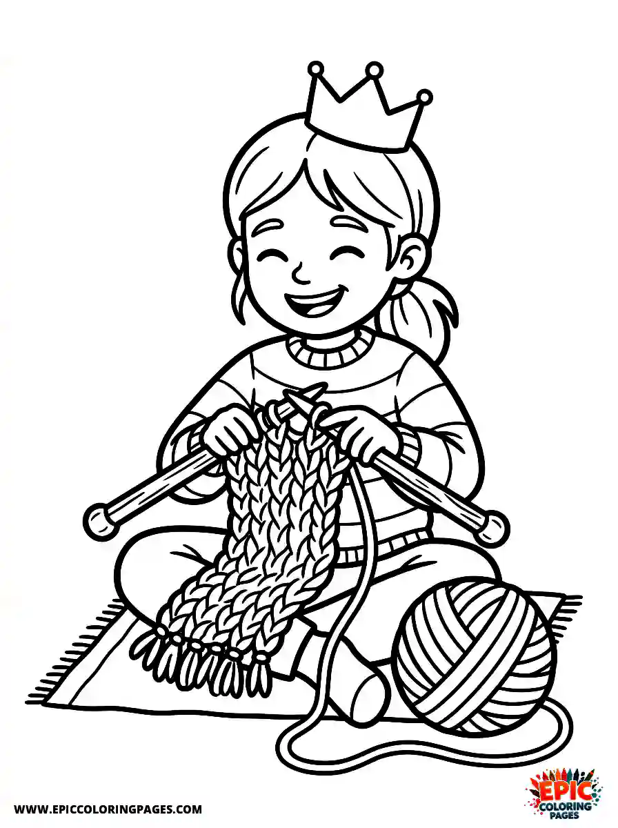 Birthday Girl Birthday girl knitting scarf big needles and yarn ball