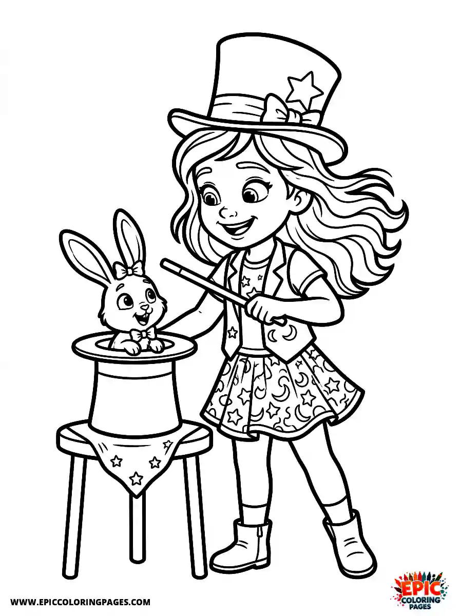Birthday Girl Birthday girl pixar style girl learning magic tricks top hat and bunny appearing