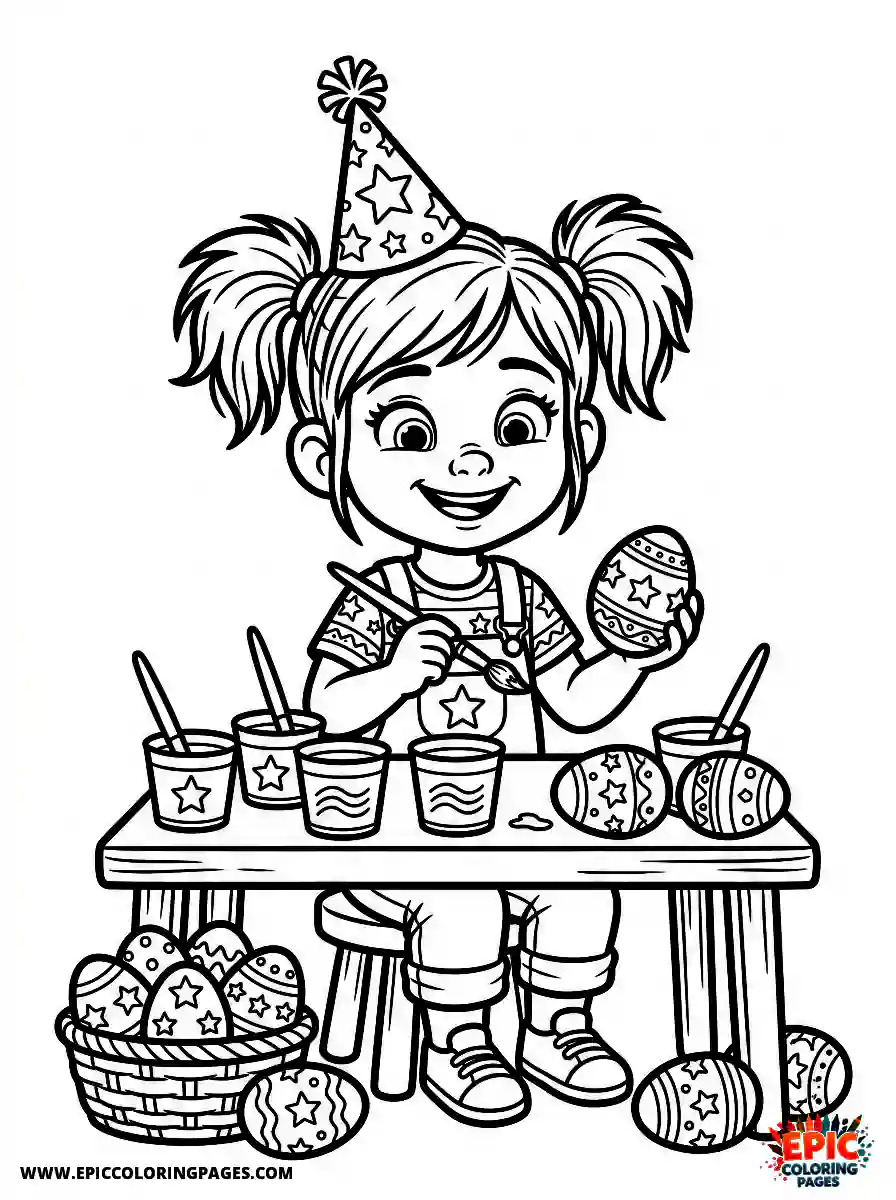 Birthday Girl Birthday girl pixar style girl painting easter eggs dye cups and star patterned eggs
