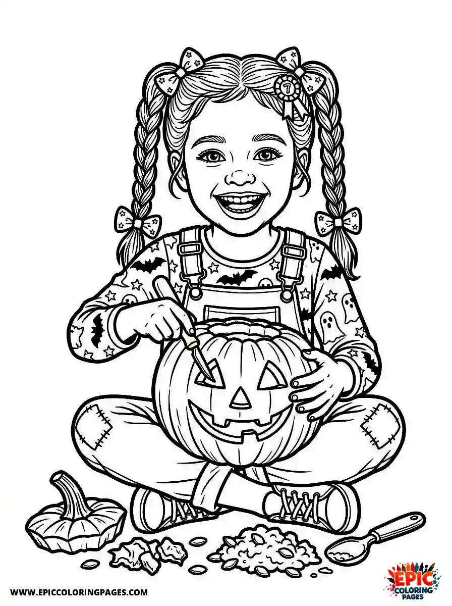 Birthday Girl Birthday girl realistic girl carving pumpkin big smile and pumpkin in lap
